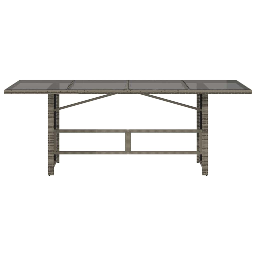 vidaXL Garden Table with Glass Top Grey 190x80x75 cm Poly Rattan