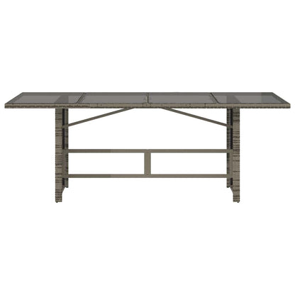 vidaXL Garden Table with Glass Top Grey 190x80x75 cm Poly Rattan