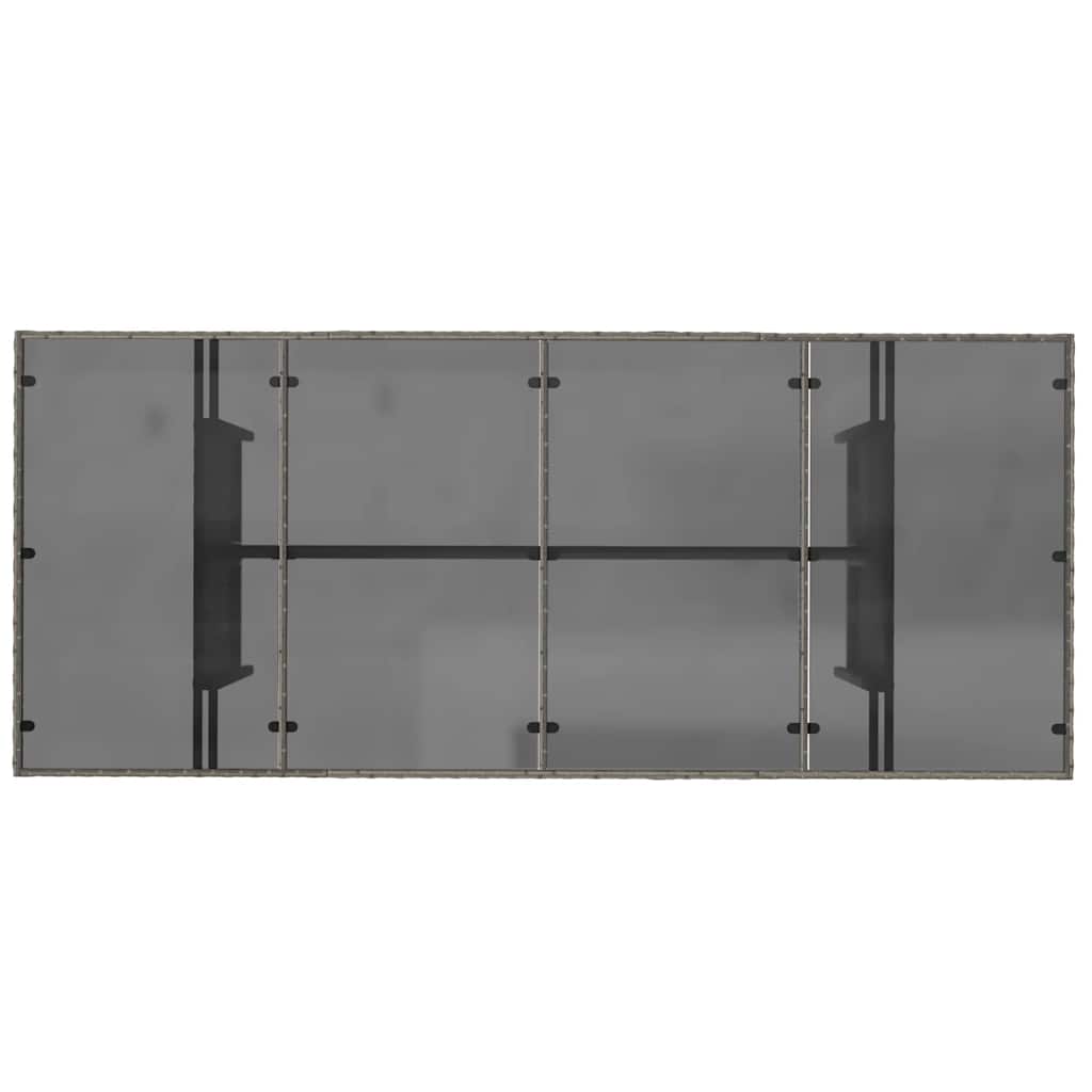 vidaXL Garden Table with Glass Top Grey 190x80x75 cm Poly Rattan