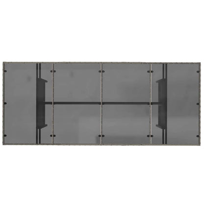 vidaXL Garden Table with Glass Top Grey 190x80x75 cm Poly Rattan