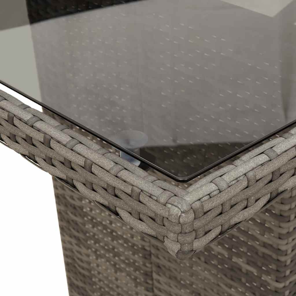 vidaXL Garden Table with Glass Top Grey 190x80x75 cm Poly Rattan
