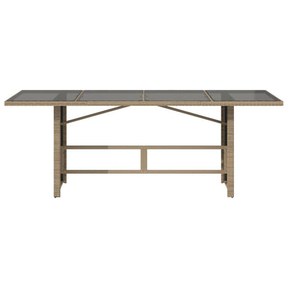 vidaXL Garden Table with Glass Top Beige 190x80x75 cm Poly Rattan