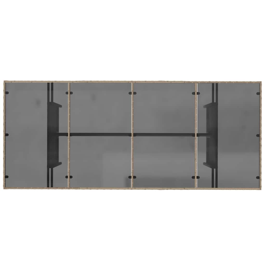 vidaXL Garden Table with Glass Top Beige 190x80x75 cm Poly Rattan
