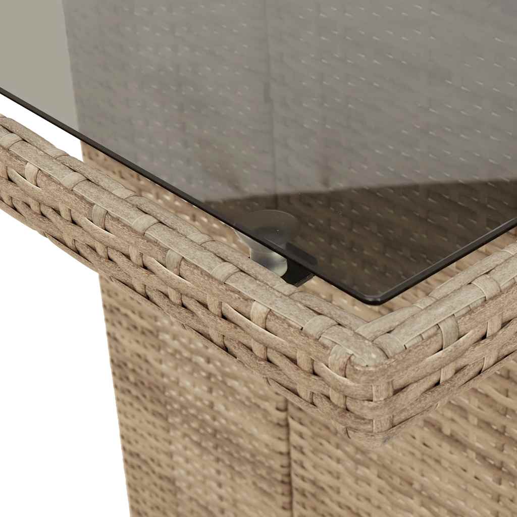 vidaXL Garden Table with Glass Top Beige 190x80x75 cm Poly Rattan
