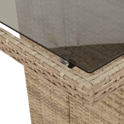 vidaXL Garden Table with Glass Top Beige 190x80x75 cm Poly Rattan