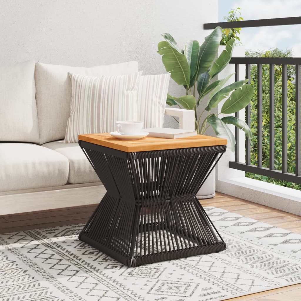 vidaXL Coffee Table with Wire Base Black 38x38x38 cm Solid Wood Acacia - Brown