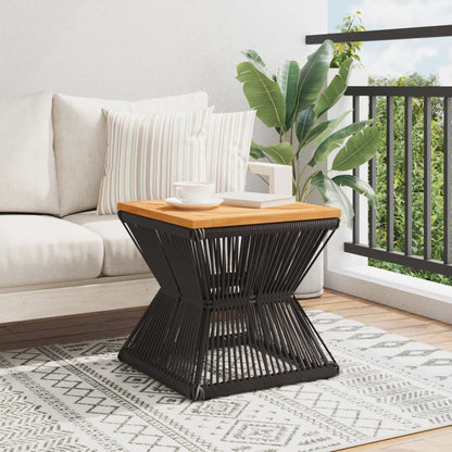 vidaXL Coffee Table with Wire Base Black 38x38x38 cm Solid Wood Acacia - Brown