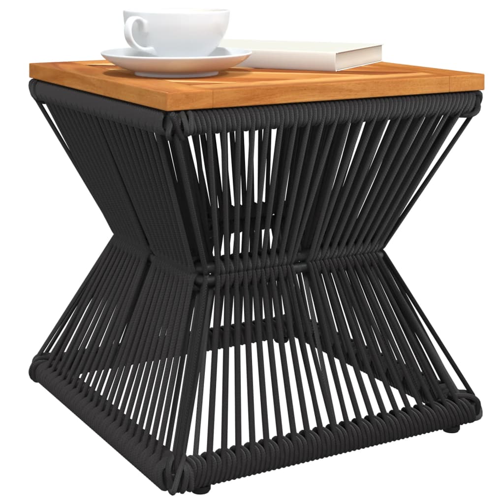 vidaXL Coffee Table with Wire Base Black 38x38x38 cm Solid Wood Acacia - Brown