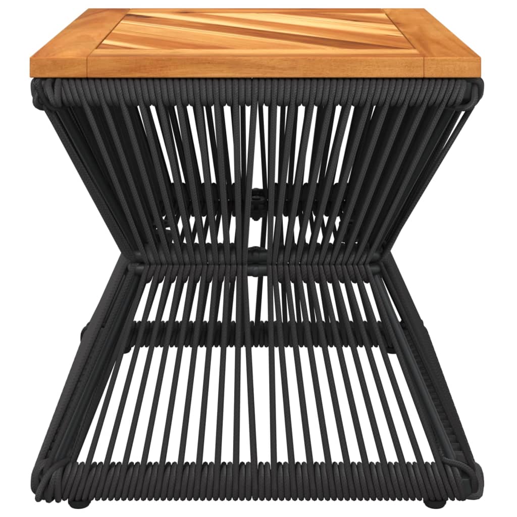 vidaXL Coffee Table with Wire Base Black 38x38x38 cm Solid Wood Acacia - Brown