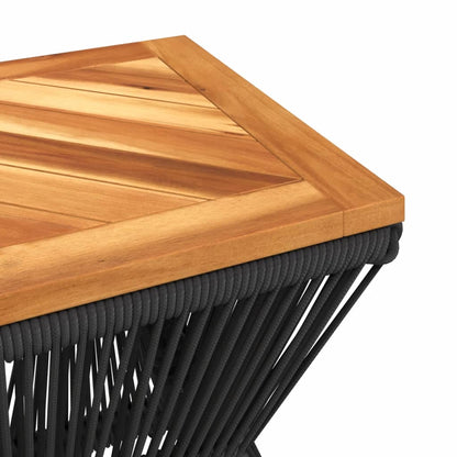 vidaXL Coffee Table with Wire Base Black 38x38x38 cm Solid Wood Acacia - Brown
