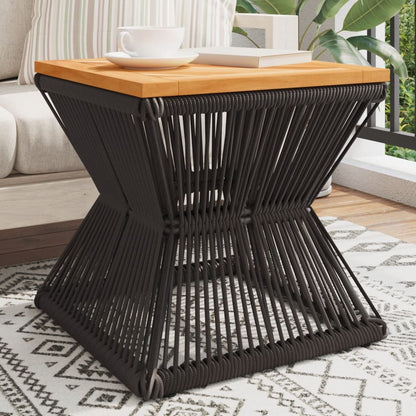 vidaXL Coffee Table with Wire Base Black 38x38x38 cm Solid Wood Acacia - Brown