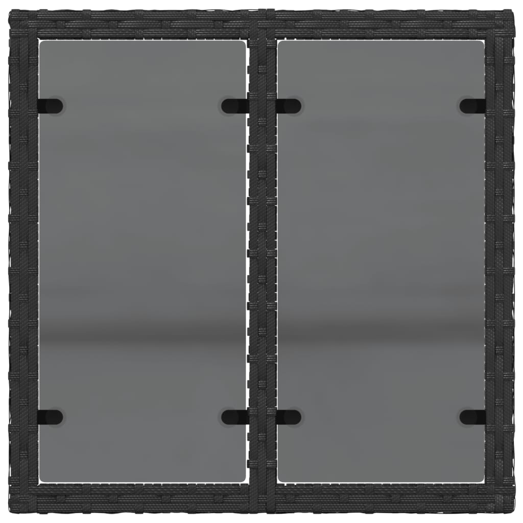 vidaXL Garden Table with Glass Top Black 55x55x37 cm Poly Rattan