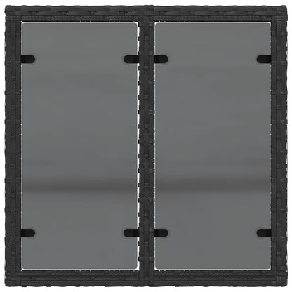 vidaXL Garden Table with Glass Top Black 55x55x37 cm Poly Rattan