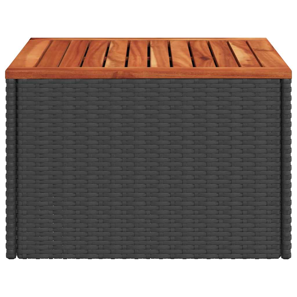 vidaXL Garden Table Black 55x55x37 cm Poly Rattan and Acacia Wood