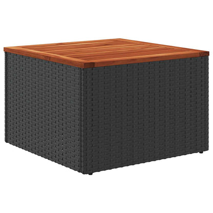 vidaXL Garden Table Black 55x55x37 cm Poly Rattan and Acacia Wood