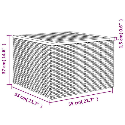 vidaXL Garden Table Black 55x55x37 cm Poly Rattan and Acacia Wood