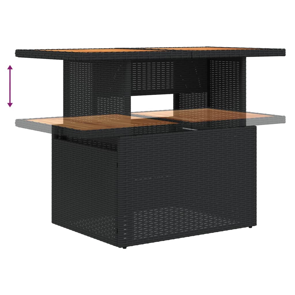 vidaXL Garden Table Black 100x55x73 cm Poly Rattan and Acacia Wood