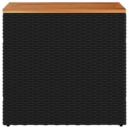 vidaXL Garden Side Table with Wooden Top Black 58x27.5x55 cm Poly Rattan