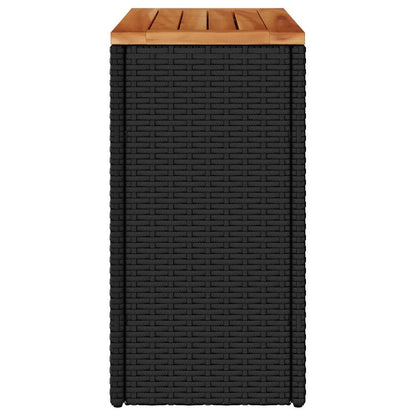 vidaXL Garden Side Table with Wooden Top Black 58x27.5x55 cm Poly Rattan