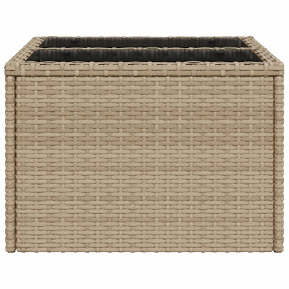 vidaXL Garden Table with Glass Top Beige 55x55x37 cm Poly Rattan