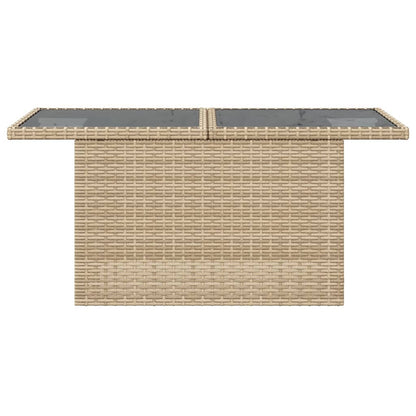 vidaXL Garden Table with Glass Top Beige 100x55x73 cm Poly Rattan