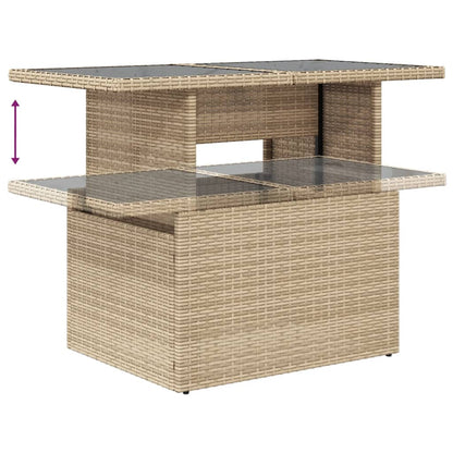 vidaXL Garden Table with Glass Top Beige 100x55x73 cm Poly Rattan