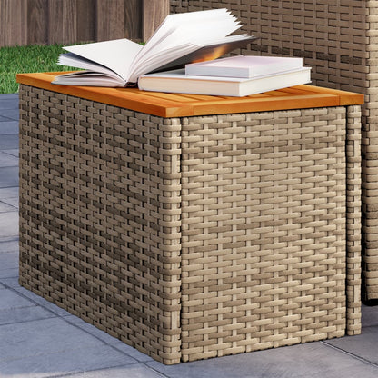 vidaXL Garden Side Tables 2pcs Beige 55x34x37cm Poly Rattan Solid Wood
