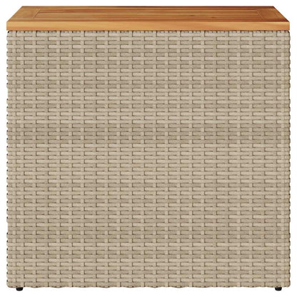 vidaXL Garden Side Table with Wooden Top Beige 58x27.5x55 cm Poly Rattan