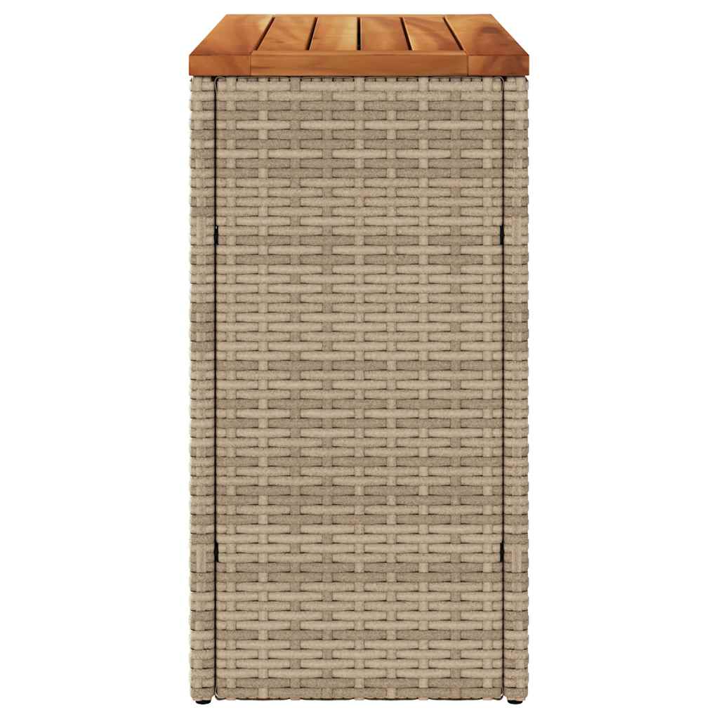 vidaXL Garden Side Table with Wooden Top Beige 58x27.5x55 cm Poly Rattan