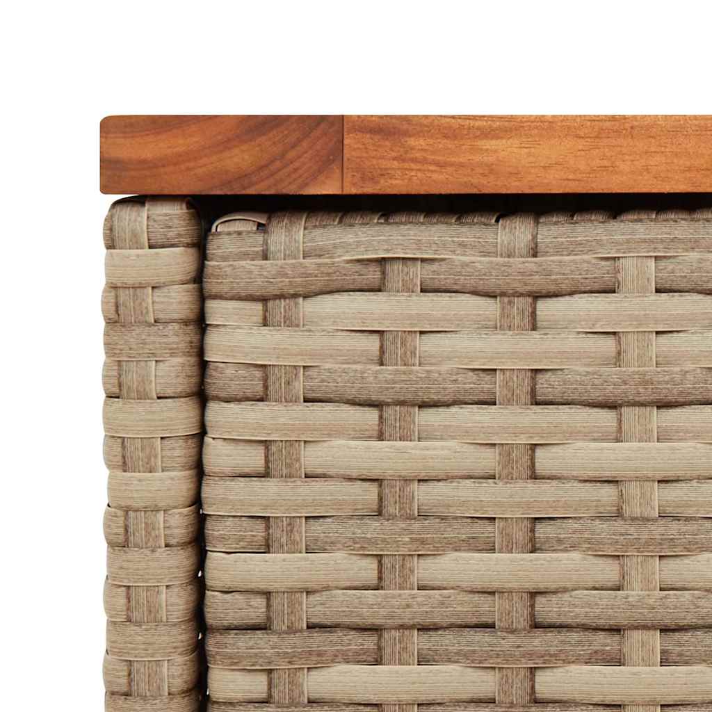 vidaXL Garden Side Table with Wooden Top Beige 58x27.5x55 cm Poly Rattan
