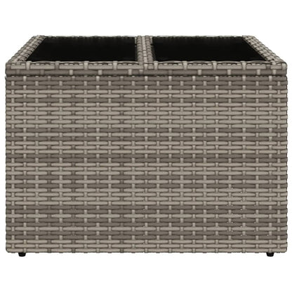vidaXL Garden Table with Glass Top Grey 55x55x37 cm Poly Rattan