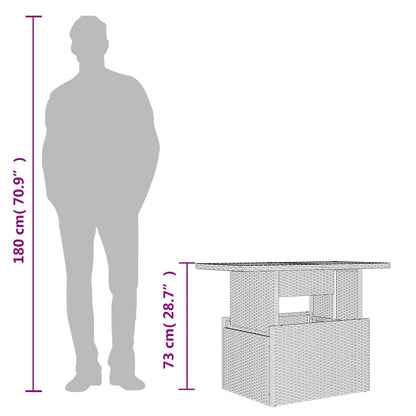 vidaXL Garden Table with Glass Top Grey 100x55x73 cm Poly Rattan