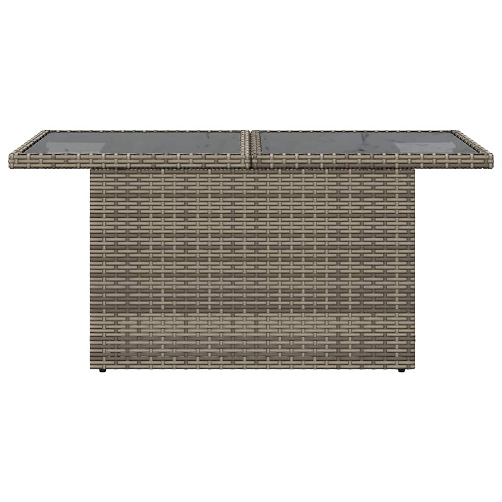 vidaXL Garden Table with Glass Top Grey 100x55x73 cm Poly Rattan