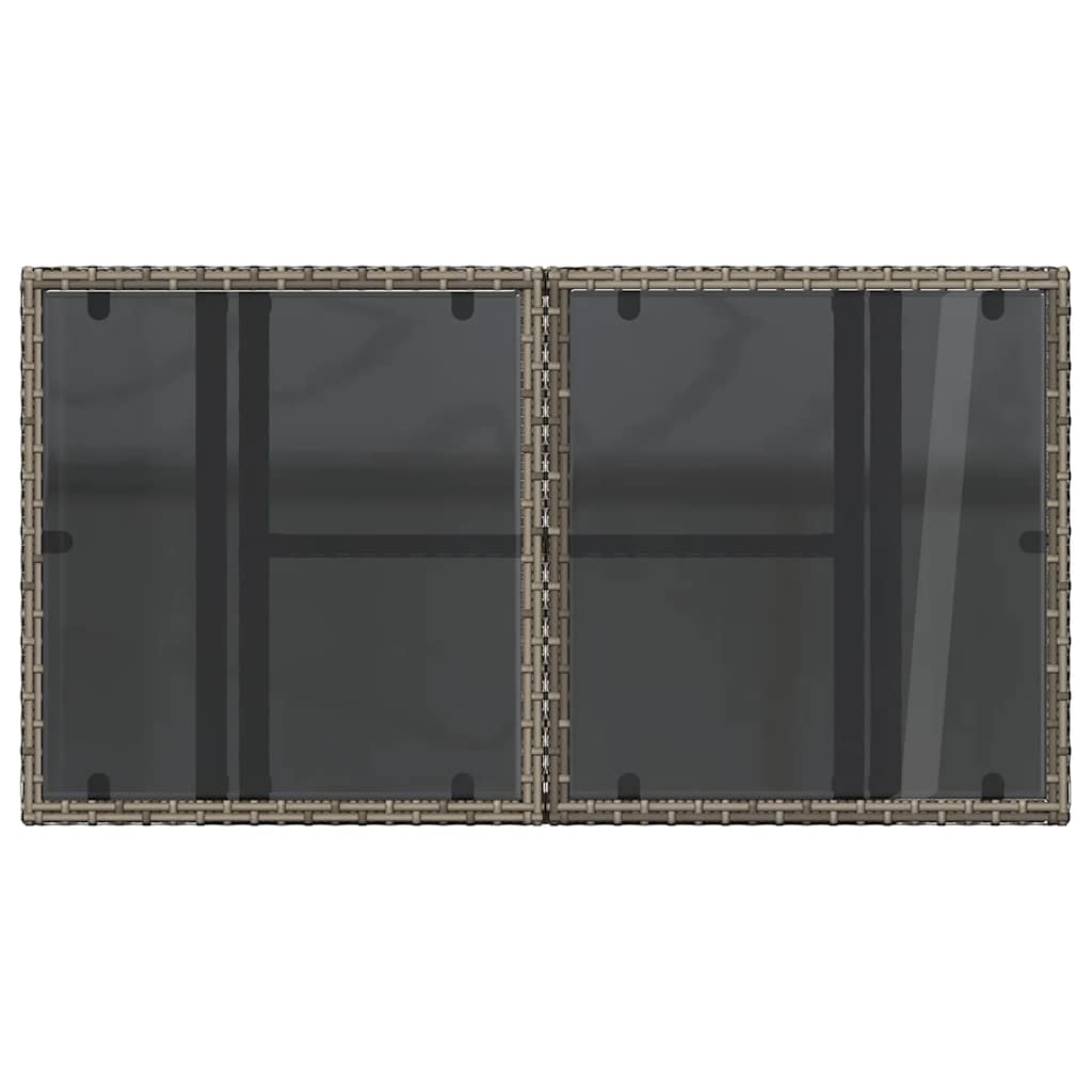 vidaXL Garden Table with Glass Top Grey 100x55x73 cm Poly Rattan