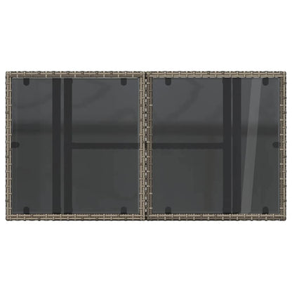 vidaXL Garden Table with Glass Top Grey 100x55x73 cm Poly Rattan
