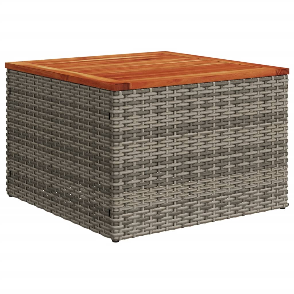 vidaXL Garden Table Grey 55x55x37 cm Poly Rattan and Acacia Wood