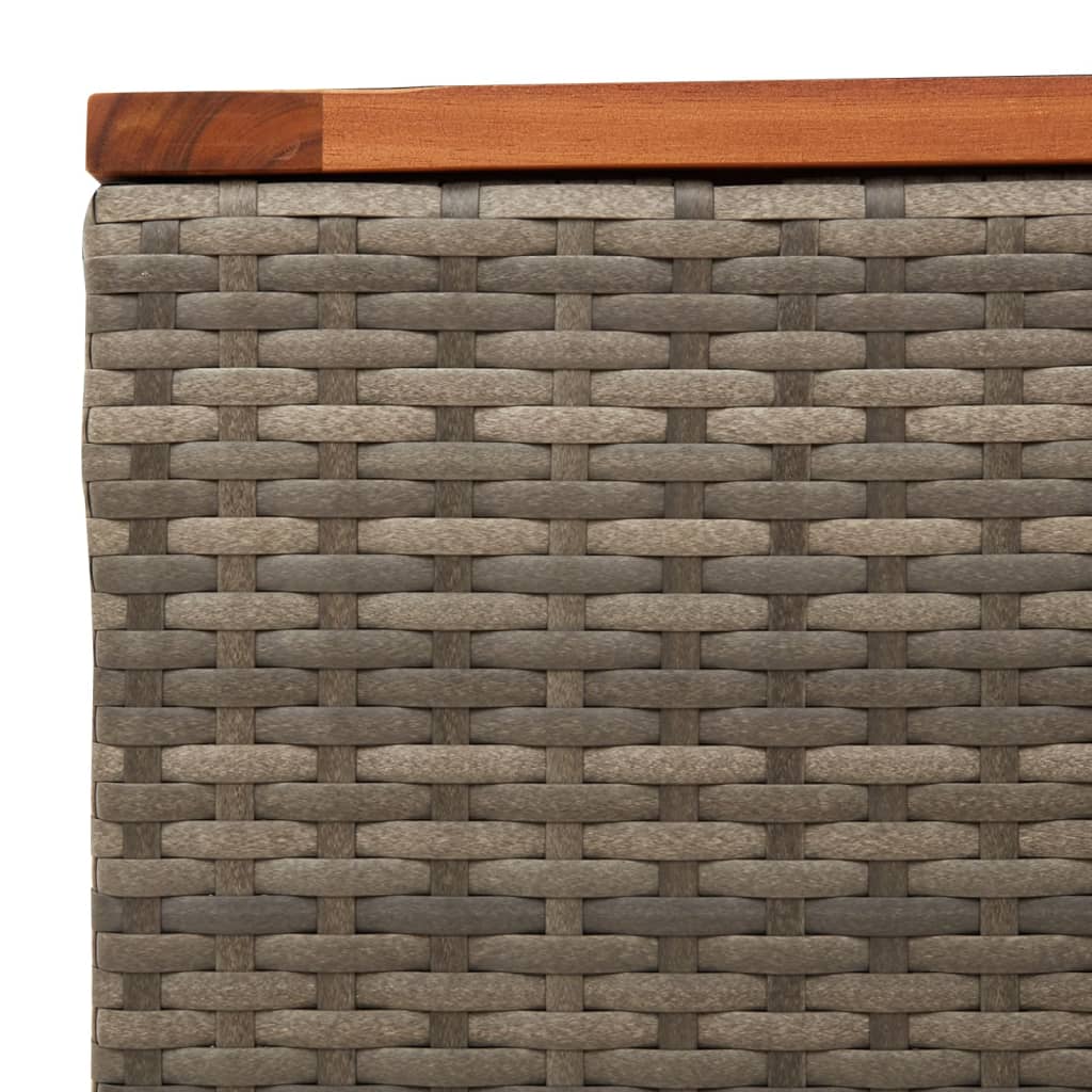 vidaXL Garden Table Grey 55x55x37 cm Poly Rattan and Acacia Wood