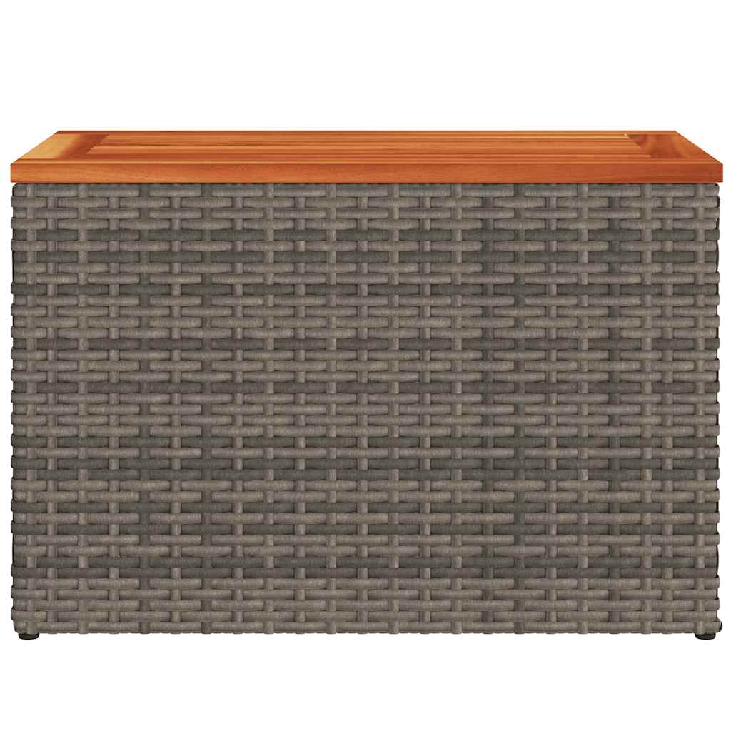 vidaXL Garden Side Tables 2pcs Grey 55x34x37cm Poly Rattan Solid Wood