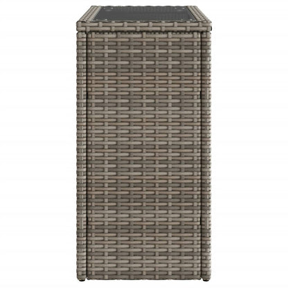 vidaXL Garden Side Table with Glass Top Grey 58x27.5x55 cm Poly Rattan
