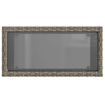 vidaXL Garden Side Table with Glass Top Grey 58x27.5x55 cm Poly Rattan