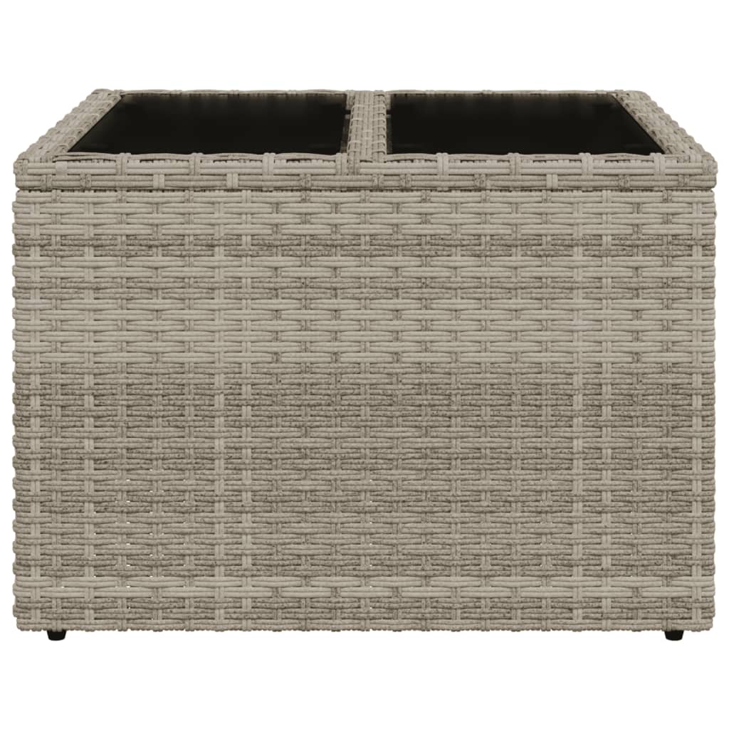 vidaXL Garden Table with Glass Top Light Grey 55x55x37 cm Poly Rattan
