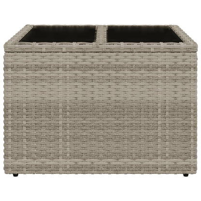 vidaXL Garden Table with Glass Top Light Grey 55x55x37 cm Poly Rattan