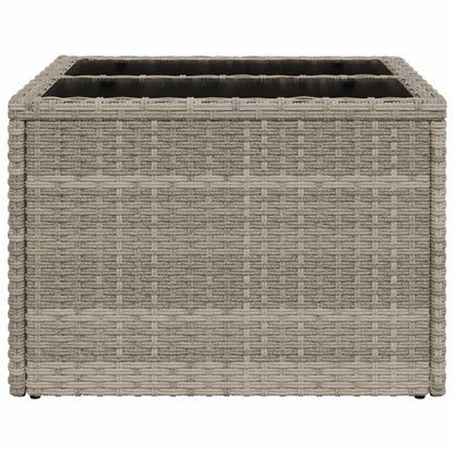 vidaXL Garden Table with Glass Top Light Grey 55x55x37 cm Poly Rattan