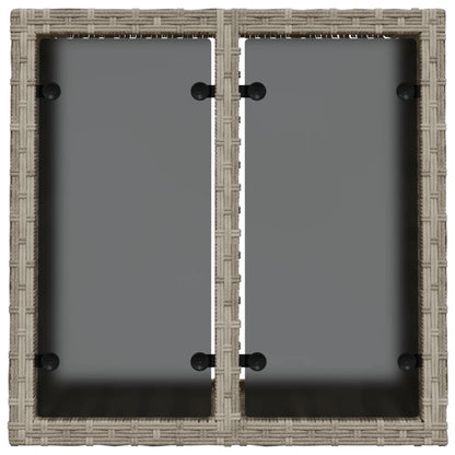 vidaXL Garden Table with Glass Top Light Grey 55x55x37 cm Poly Rattan