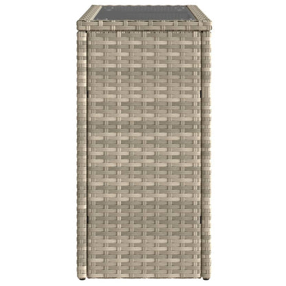 vidaXL Garden Side Table with Glass Top Light Grey 58x27.5x55 cm Poly Rattan