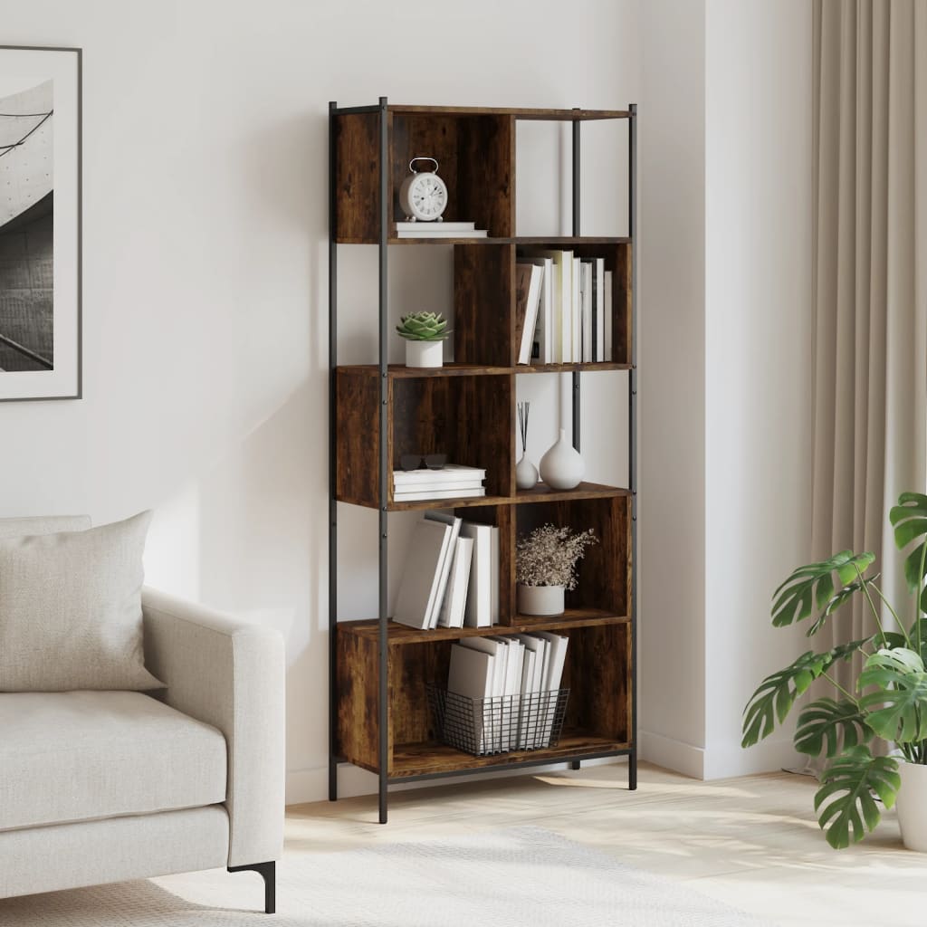 vidaXL Bookcase Smoked Oak 72x28x172 cm Engineered Wood - Brown