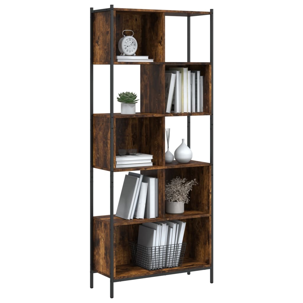 vidaXL Bookcase Smoked Oak 72x28x172 cm Engineered Wood - Brown