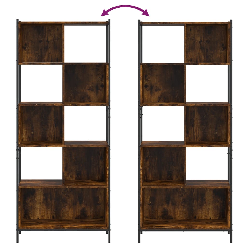 vidaXL Bookcase Smoked Oak 72x28x172 cm Engineered Wood - Brown