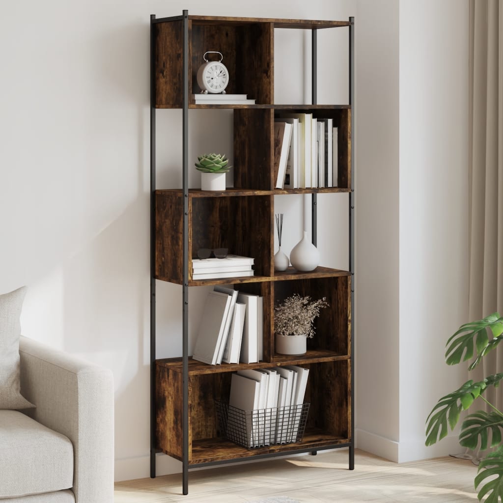 vidaXL Bookcase Smoked Oak 72x28x172 cm Engineered Wood - Brown