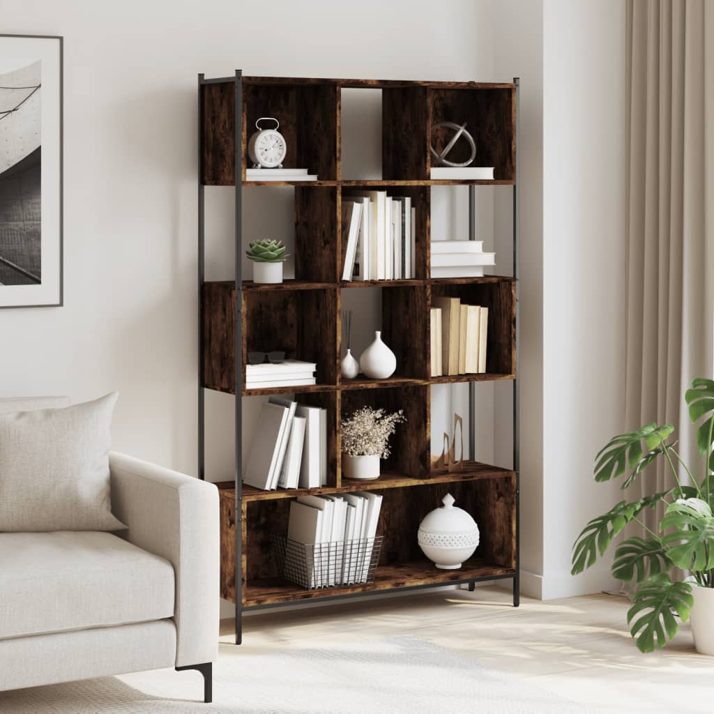 vidaXL Bookcase Smoked Oak 102x28x172 cm Engineered Wood - Brown